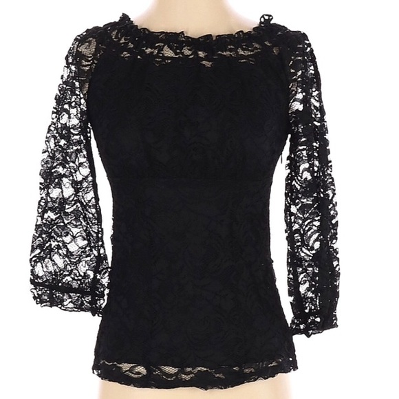 *PRICE DROP* EUC INC Black Lace Empire Top - Picture 2 of 8
